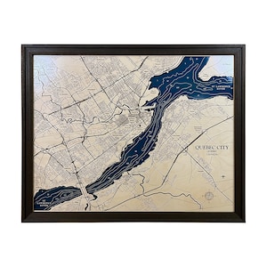 Wood Wall Map Quebec City - Custom Lake House Decor