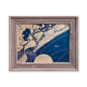 Longport Karte, New Jersey Karte, Reisegeschenk, Flitterwochen Karte, Reisekarte, Weihnachtskarte, Holzkarte, 3D Karte, Geburtstagsgeschenk