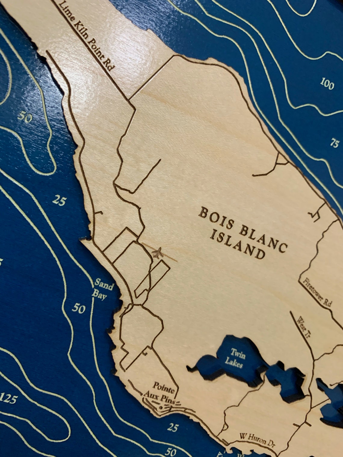 Bois Blanc Island Map Custom Wood Map Mackinac Island Map Etsy