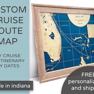 Custom Wood Cruise Map, Cruise Itinerary, Cruise Route Map, Cruise Gift, Honeymoon Map, Travel Map, Custom Cruise Map, Gift for Cruisers