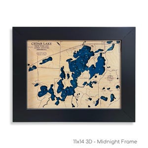 Cedar Lake Map, Cedar Lake, Wood Lake Map, Wood Lake Sign, Lake Art, Lake House Gift, Lake House Decor, Lake Map, Custom Lake