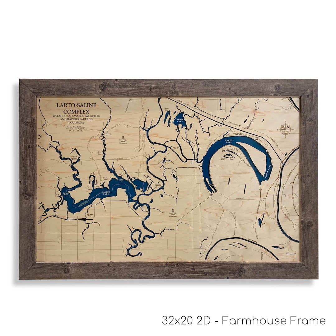 Lartosaline Complex Map, Larto Lake Map, Saline Lake Map, Custom Lake