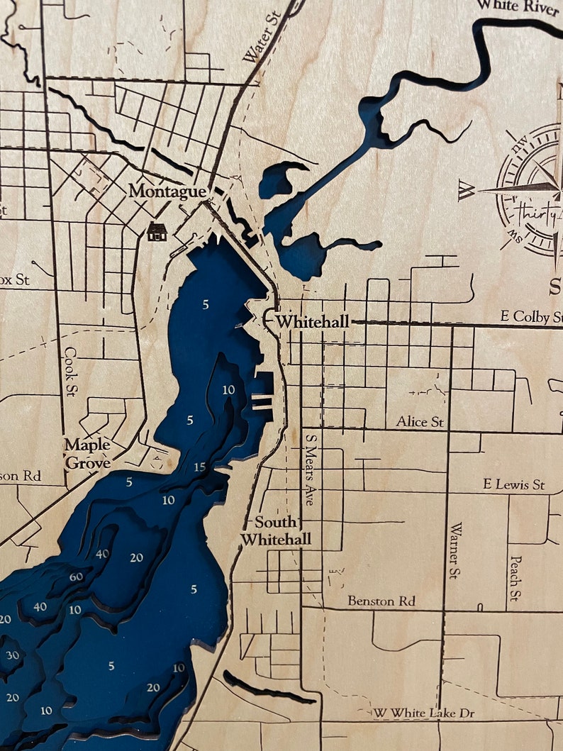 White Lake White Lake Map Lake Map Lake Michigan Map Great Etsy