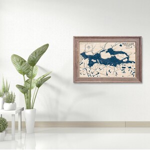 Trout Lake Map, Lake Map, Custom Lake Map, Wood Lake Map, 3D Wall Art, Contour Map, Lake House Decor, Lake Map, Depth Map, Lake Art