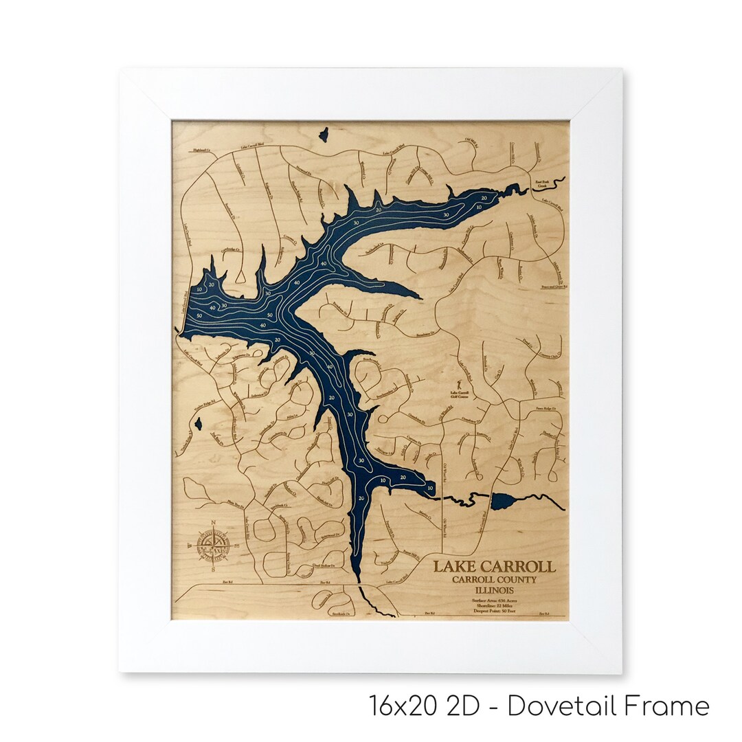 Lake Carroll Map, Custom Wood Map, Custom Lake Map, 3D Wall Art ...