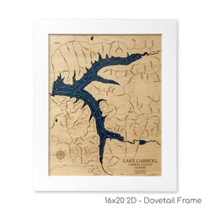 Lake Carroll Map, Custom Wood Map, Custom Lake Map, 3D Wall Art ...