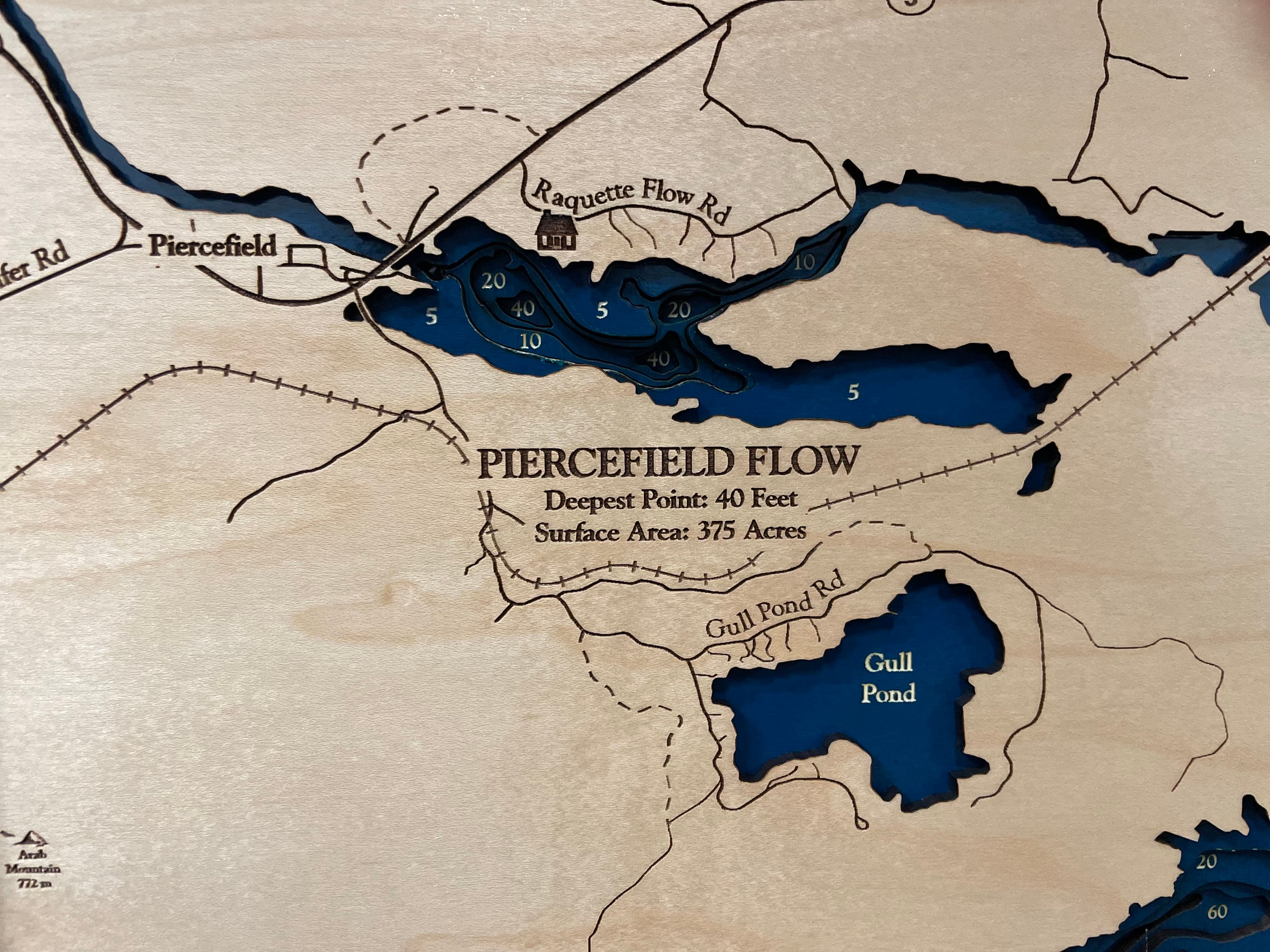 Tupper Lake Map Piercefield Flow Map Lake House 3D Lake Etsy