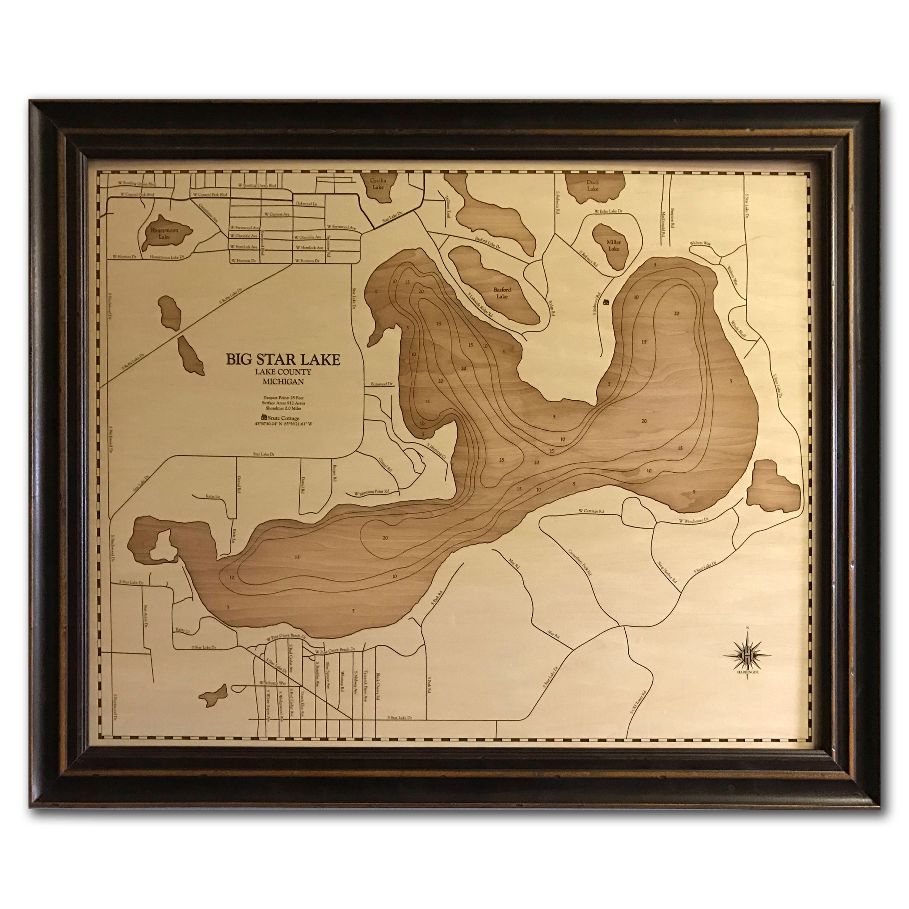 Big Star Lake Custom Wood Map Lake Sign 3D Wall Art Etsy