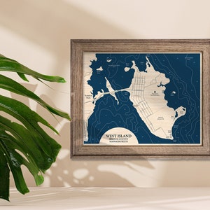Carte de l'ouest de l'île, carte en bois personnalisée, art mural 3D, contour de carte, décoration de maison de plage, carte de l'île, cadeau de pendaison de crémaillère, cadeau pour maison de vacances, voyage