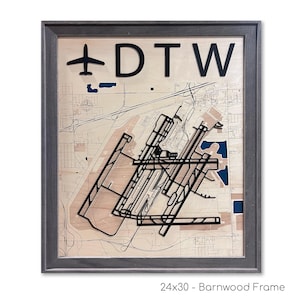 Detroit Airport Map, 3D Airport Map, DTW Map, DTW, Custom Airport Map, 3D Maps, Custom Map, Pilot Gift, Flight Crew Gift, Custom Map Gift