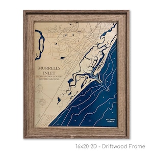Murrells Inlet Map, Custom Wood Map, 3D Wall Art, Contour Map, Beach House Decor, Island Map, Housewarming Gift, Vacation Home Gift, Travel