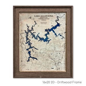 Lake Allatoona Map, Lake Allatoona, Wood Lake Map, Wood Lake Sign, Lake Art, Lake House Gift, Lake House Decor, Lake Map, Custom Lake