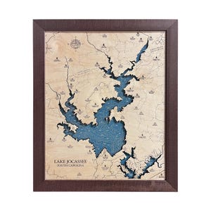 Lake Jocassee Map, Lake Jocassee, Wood Lake Map, Wood Lake Sign, Lake Art, Lake House Gift, Lake House Decor, Lake Map, Custom Lake
