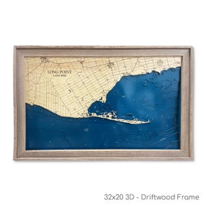 Long Point Map, Lake Erie Map, Custom Lake Map, Wood Lake Map, 3D Wall Art, Contour Map, Lake House Decor, Lake Map, Depth Map, Lake Art
