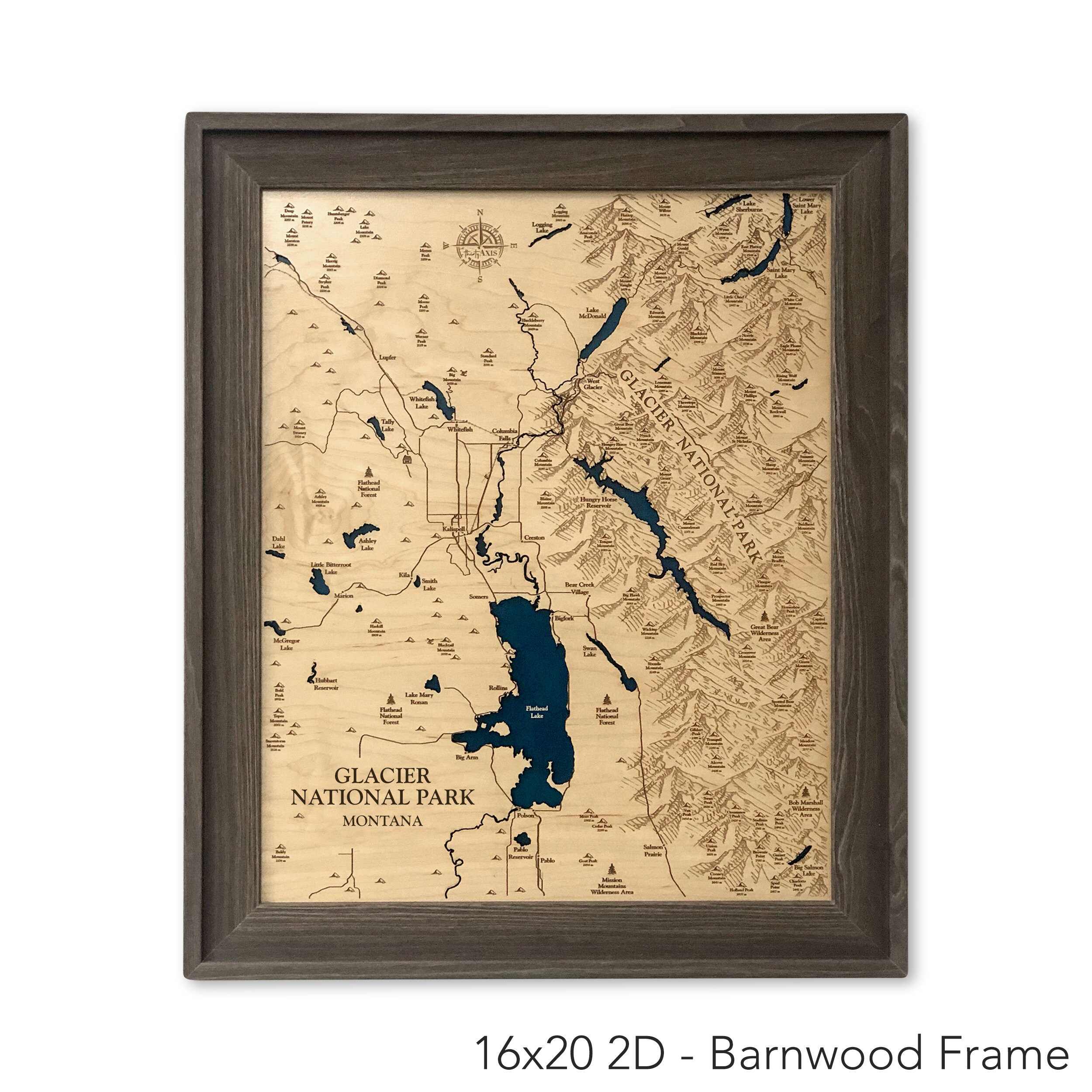 Les Garcons Glaciers Corrigé Lac Flathead Parc national des Glaciers Carte du lac 3D - Etsy France