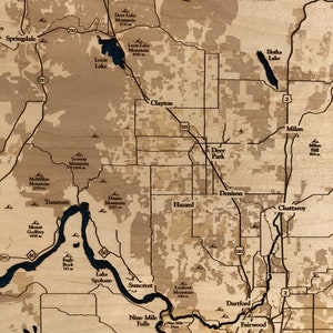 Spokane River Map, Custom Wood Map, 3D Wall Art, Contour Map Lake House ...