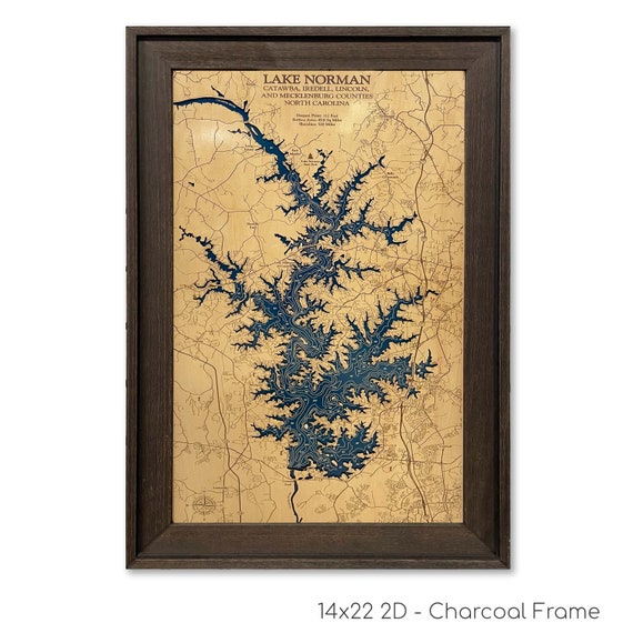 Lake Norman Custom Wood Map Art 3D Wall Art Contour - Etsy