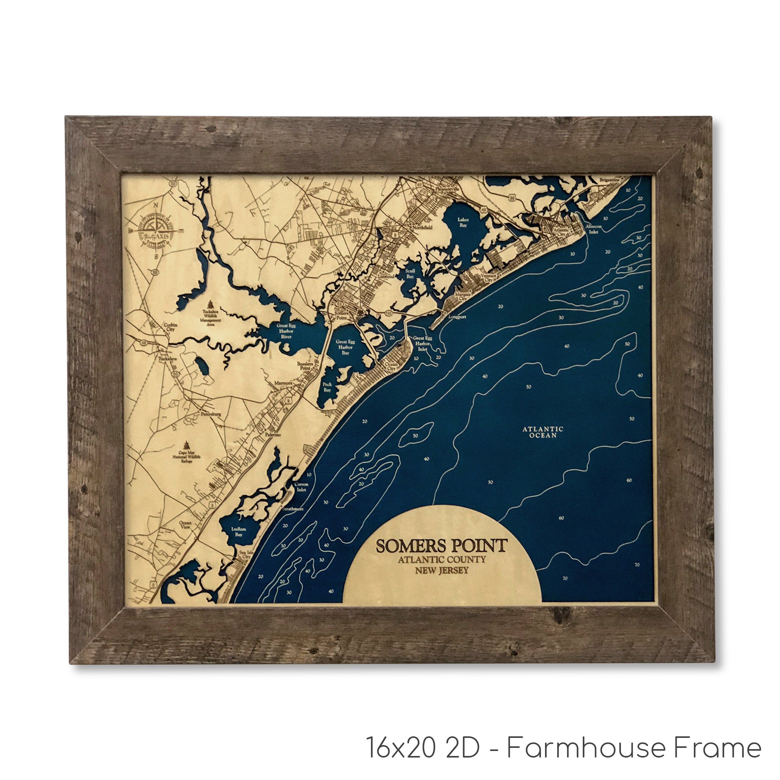 Somers Point New Jersey Map Custom Island Sign New Jersey Etsy