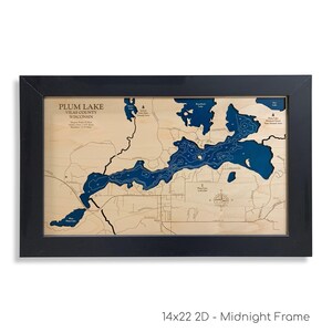 Plum Lake Map, Custom Wood Map, 3D Wall Art, Contour Map, Lakehouse Decor, Lake Map, Depth Map, Lake Gift, Wood Art, Wood Maps