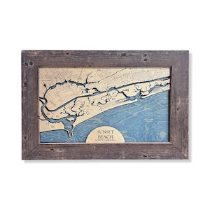 Sunset Beach Map, North Carolina Map, NC Coast Map, NC Wood Map, Wood Lake Map, Wood River Map, 3D Wood Map, Wood Coast Map,
