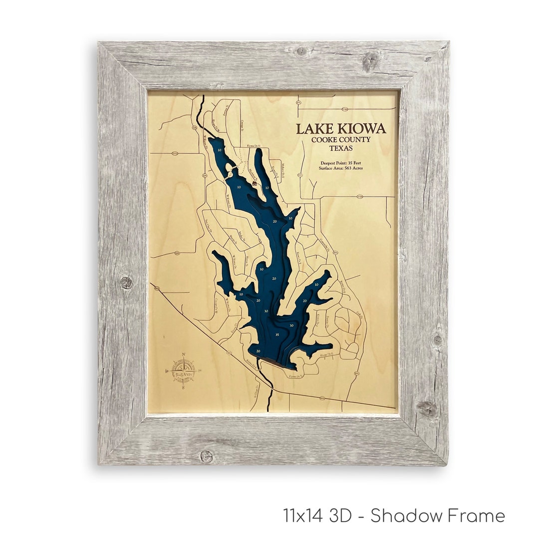 Lake Kiowa Map, Lake Kiowa, Wood Lake Map, Wood Lake Sign, Lake Art