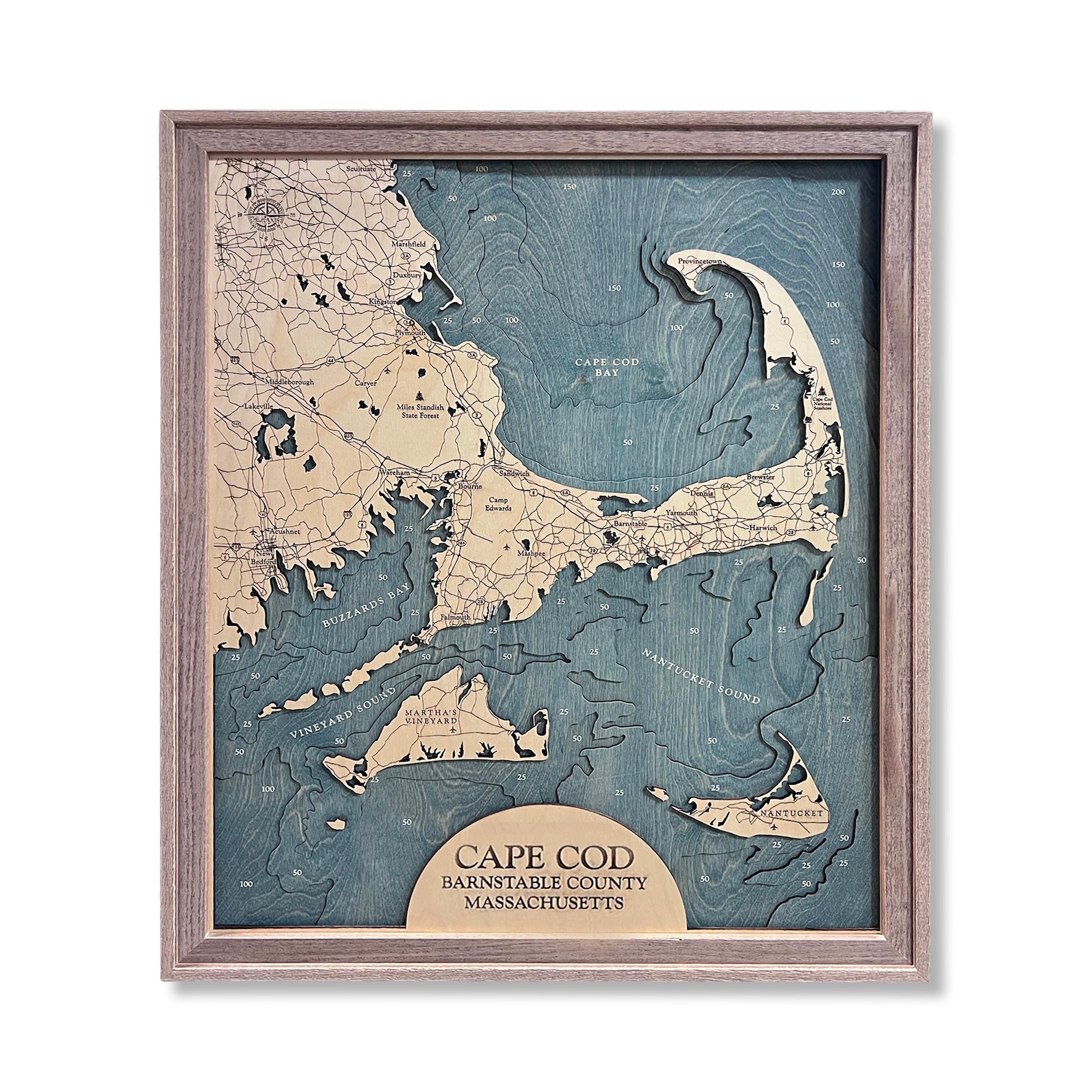 Cape Cod Map, Cape Cod 3D Map, Cape Cod Wood Map, 3D Wood Map, Nautical ...