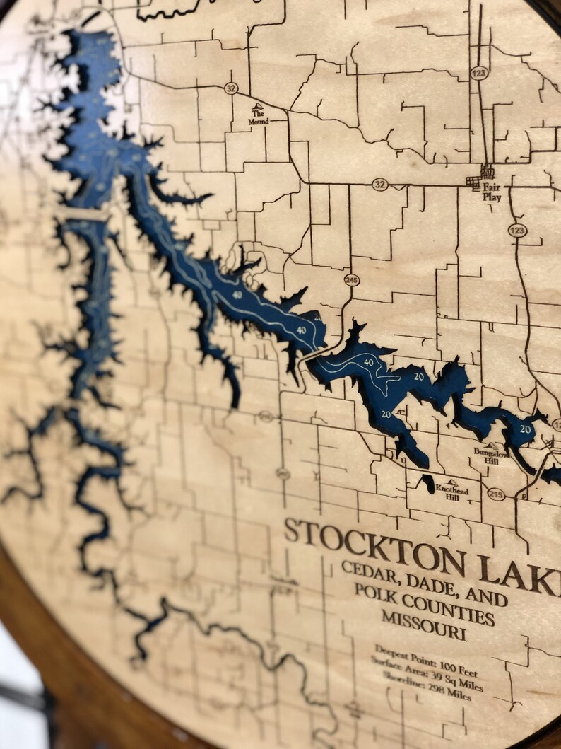 Stockton Lake Map Ozark Map Custom Lake Sign 3D Wall Art Etsy