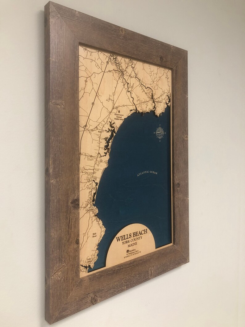 Wells Beach Map Maine Coast Map Custom Maine Map Beach Etsy
