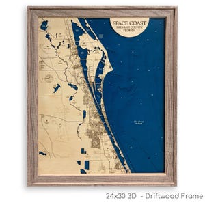 Space Coast Map, Cape Canaveral Map, Merritt Island Map, Space Coast Gift, Contour Map, Beach House Decor, Island Map, Custom Map