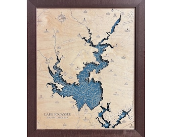 Lake Jocassee Map, Lake House Gift, 3D Lake Map, Wood Lake Sign, Lake Sign, Lake House Decor, Lake Art, Lake House Gift, Housewarming Gift