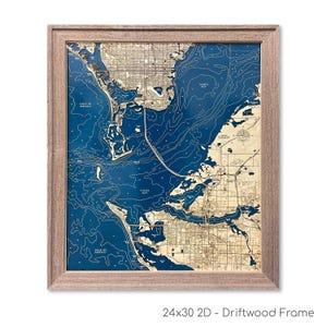 Tampa Bay Map, Saint Petersburg Map, Florida Map, Custom Wood Map, 3D Wood Map, 3D Tampa Bay Map, 3D Map, Beach House Decor, Bradenton FL