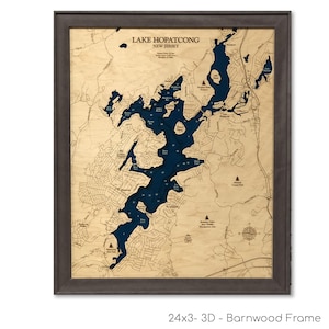 Hopatcong Lake - Custom Wood Map - New Jersey Map - 3D Wall Art - Contour Map - Lake House Decor - Lake Map - Depth Map - Lake Gift- Gift