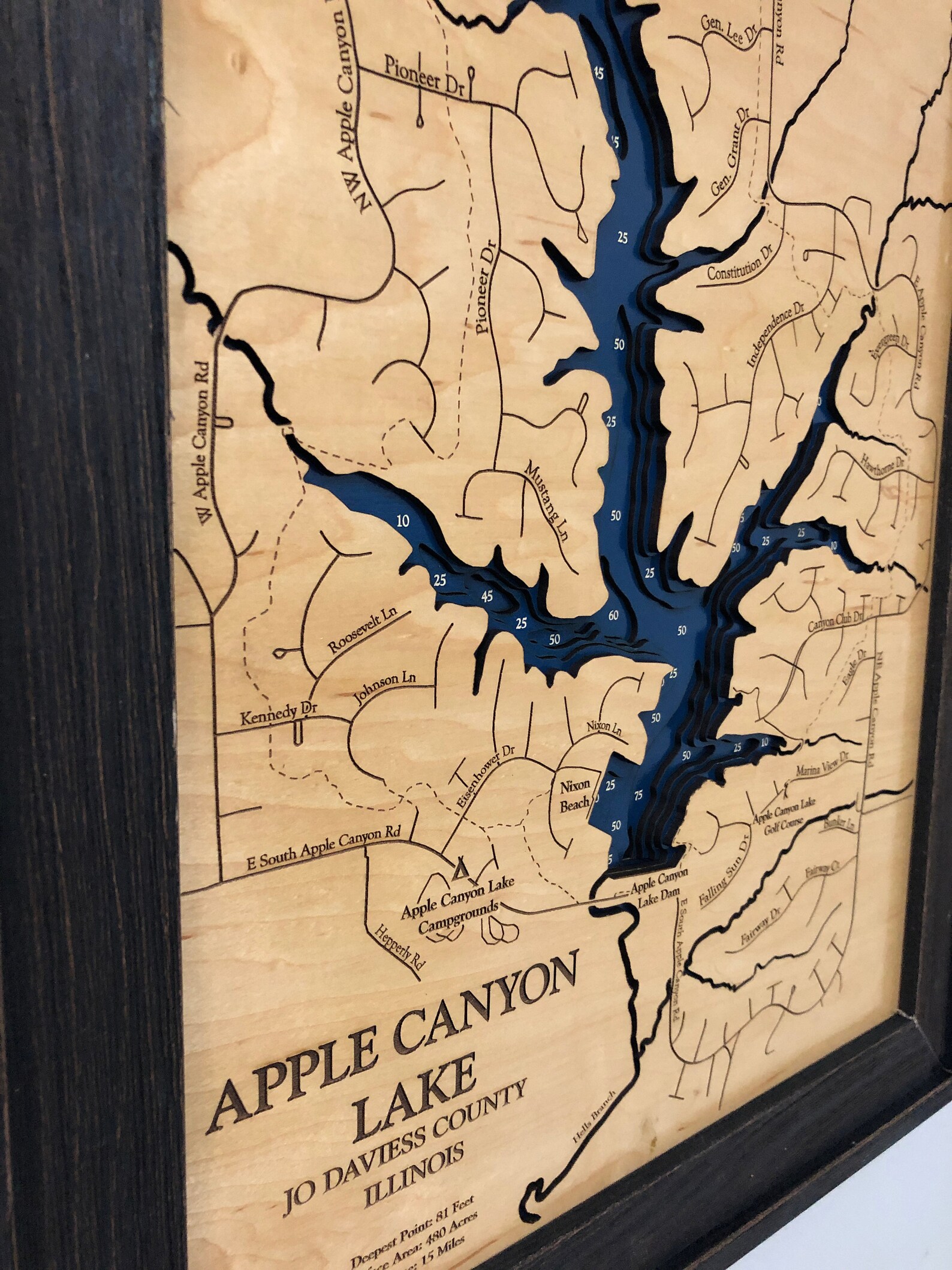 Apple Canyon Lake Custom Wood Map 3D Wall Art Contour Map Etsy