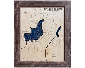 Cranberry Pond Map, Lake House Gift, 3D Lake Map, Wood Lake Sign, Lake Sign, Lake House Decor, Lake Art, Lake House Gift, Lake Gift