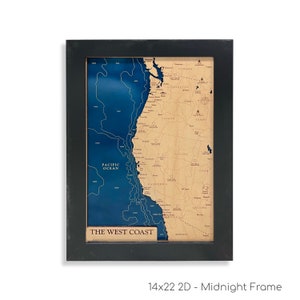 Kaart westkust, kaart van Californië, kaart kust, stranddecor, reiscadeau, jubileumcadeau, eilandkaart, strandkaart, decor strandhuis