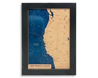 West Coast Map, California Map, Seaside Map, Beach Decor, Travel Gift, Anniversary Gift, Island Map, Beach Map, Beach House Decor