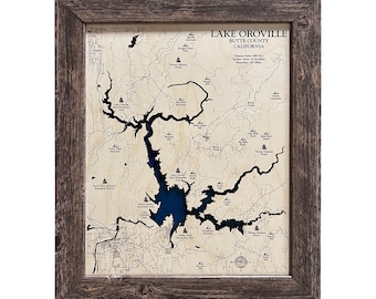 Lake Oroville Map, Lake House Gift, 3D Lake Map, Wood Lake Sign, Lake Sign, Lake House Decor, Lake Art, Lake House Gift, Housewarming Gift