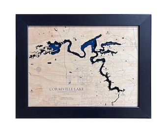 Coralville Lake Map, Iowa Lake Map, Lake House Gift, 3D Lake Map, Wood Lake Sign, Lake Sign, Lake House Decor, Lake Art, Lake House Gift