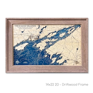 Thousands Island Karte, St. Lorenz Fluss Karte, benutzerdefinierte See Karte, benutzerdefinierte See Zeichen, 3D See Karte, 3D Holzkarten, See Haus Dekor
