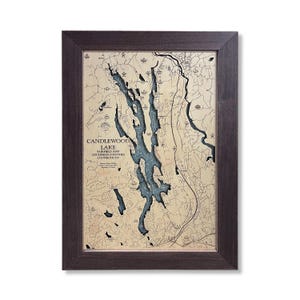Candlewood Lake, Custom Wood Map, 3D Wall Art, Contour Map, Lake House Decor, Lake Map, Depth Map, Lake Gift, Lake House, Lake Art