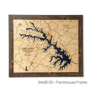 Lake Anna Wood Map, 3D Art, Lake House Decor