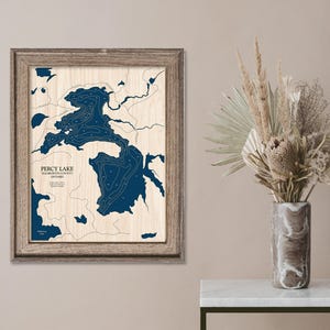 Percy Lake Map, Wood Lake Map, Custom Lake Map, Custom Lake Sign, Custom Lake Art, Wood Lake Map, Lake Map, Lake House Decor