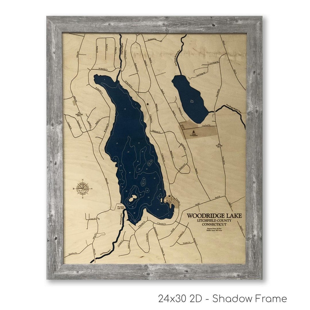 Woodridge Lake Map, Woodridge Lake, Custom Wood Map, 3D Wall Art