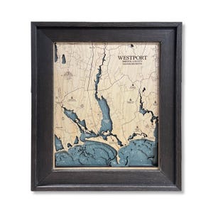 Westport MA Map, Massachusetts Map, Custom Wood Map, 3D Wood Map, Custom Coast Map, Custom New York Map, Travel Gift, Beach House Gift