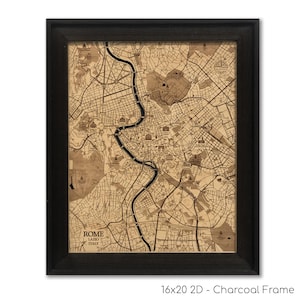 Roms väggkarta: Handgjord träkonst - Dimensionell resedekor