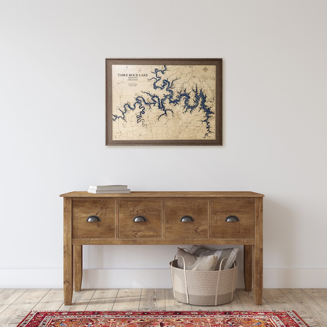 Table Rock Lake, Custom Wood Map, Lake Map, 3D Wall Art, Contour Map