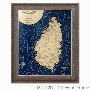 St Lucia Map, West Indies Map, Custom Wood Map, Caribbean Art, 3D Wall Art, Contour Map, Beach House Decor, Island Map, Topo Map, Depth Map