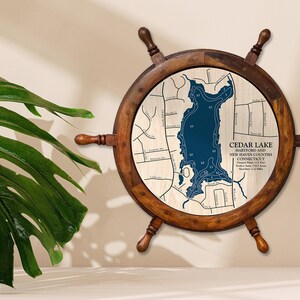 Cedar Lake Map, Custom Wood Map, Custom Lake Art, 3D Wall Art, Contour Map, Lake House Decor, Lake Map, Depth Map, Bathymetric, Lake Art