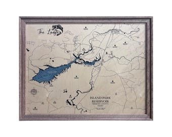 Island Park Reservoir Map, Lake House Gift, 3D Lake Map, Wood Lake Sign, Lake Sign, Lake House Decor, Lake Art, Lake House Gift
