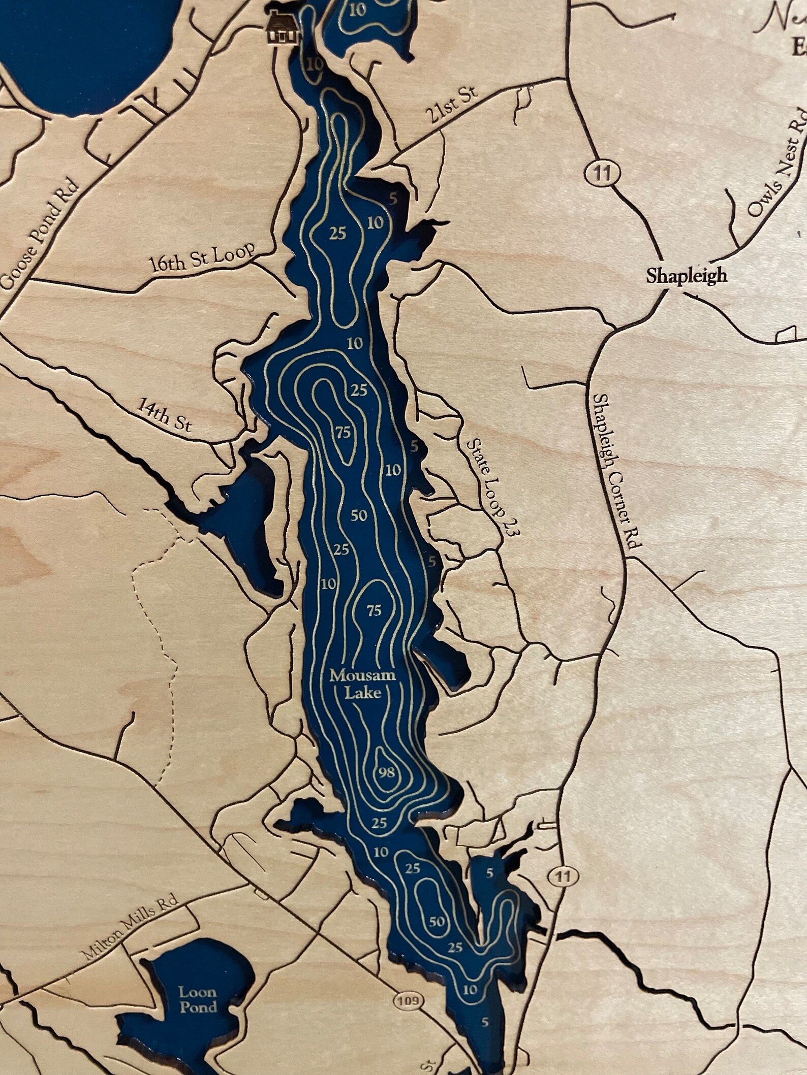 Mousam Lake Map Mousam Lake Custom Lake Map Wood Lake Map Etsy